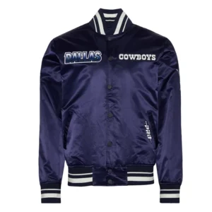 Turn It Up M Classic Dallas Cowboys Rib Navy Satin Jacket