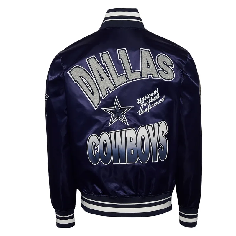 Turn It Up M Classic Dallas Cowboys Rib Navy Satin Jacket - Image 2