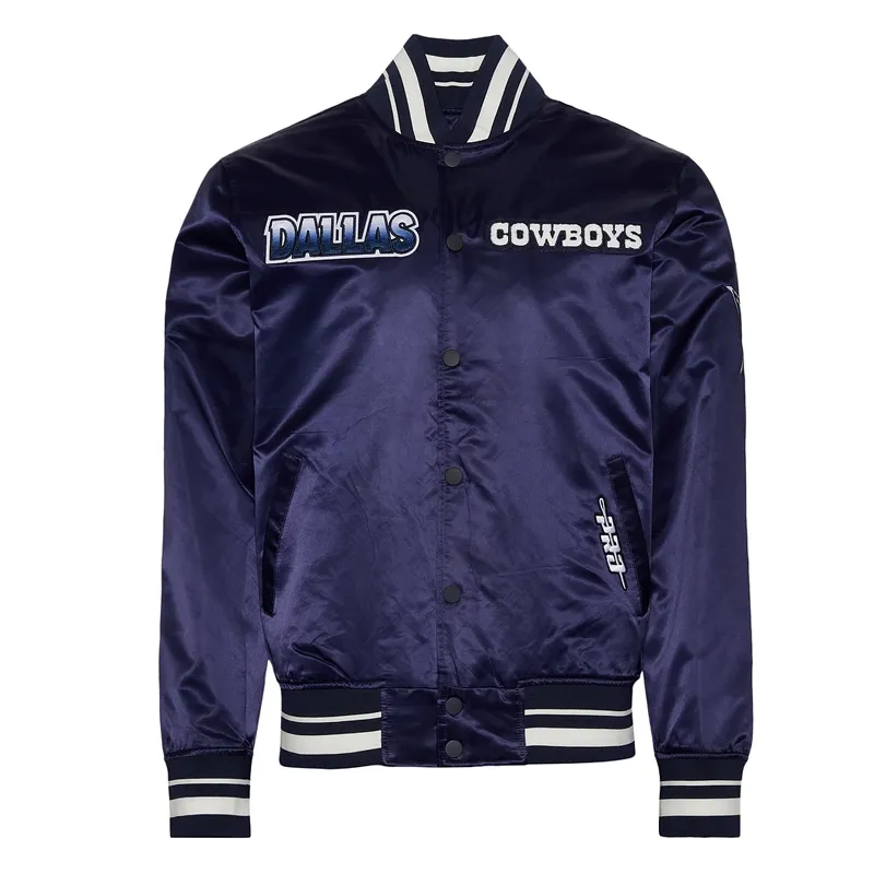 Turn It Up M Classic Dallas Cowboys Rib Navy Satin Jacket