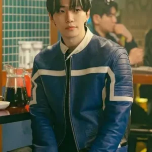 Typhoon Family Lee Jun-ho Blue Leather Jacket