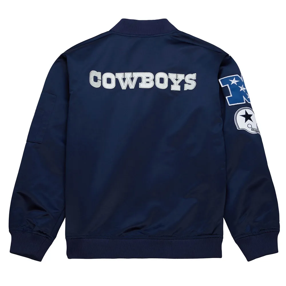 Vintage Logo Dallas Cowboys Navy Lightweight Satin Jacket - Image 2