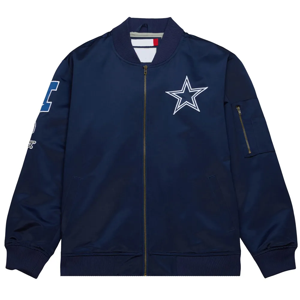 Vintage Logo Dallas Cowboys Navy Lightweight Satin Jacket