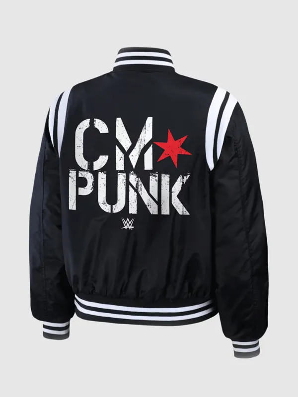 WWE CM Punk 2026 Black Bomber Jacket - Image 2