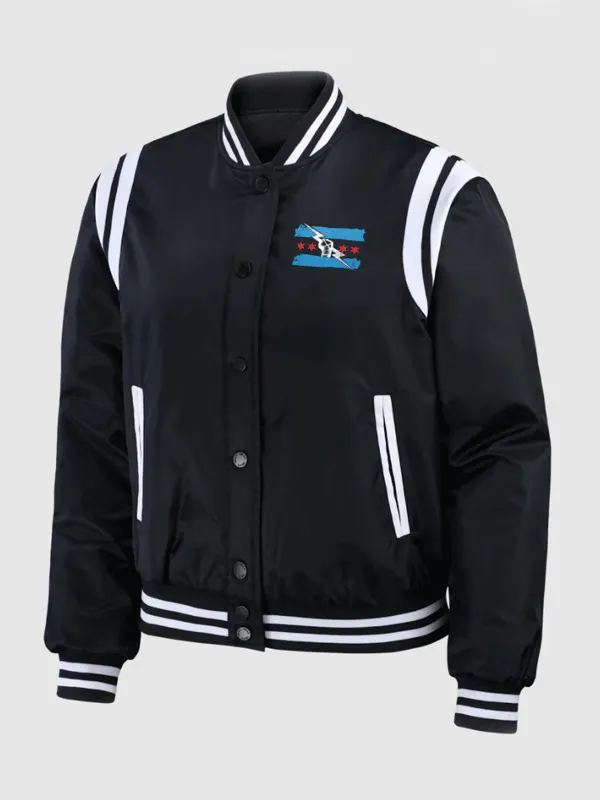 WWE CM Punk 2026 Black Bomber Jacket