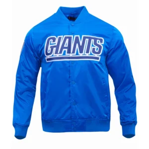Wordmark New York Giants Blue Satin Jacket