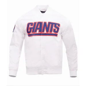 Wordmark New York Giants White Satin Jacket
