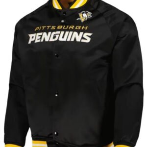 Pittsburgh Penguins Varsity Black Satin Jacket