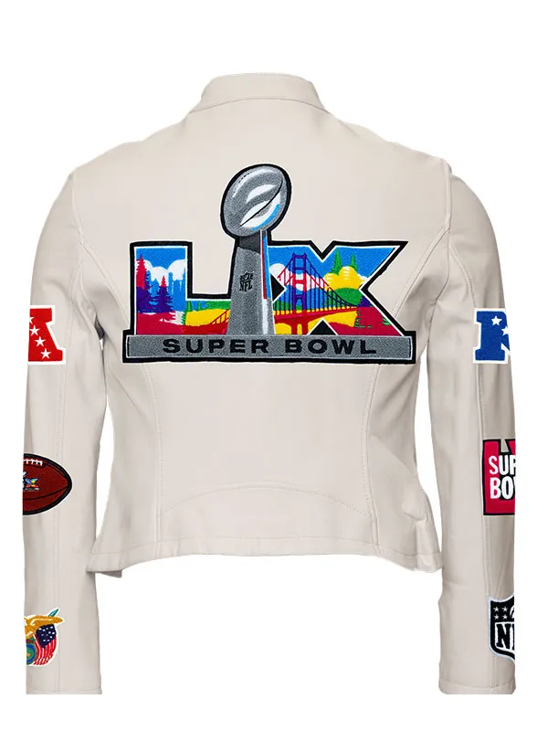 Super Bowl 2026 Womens Leather Moto Jacket - Image 4