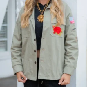 American Woman Green Cotton Jacket