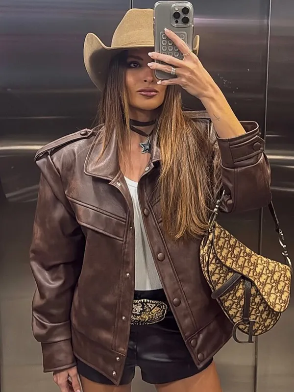 Barretos Cowboy Park FÊ MARQUES Brown Leather Jacket - Image 2