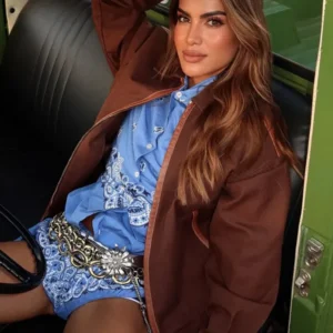 Camila Coelho MiuMiu Ranch Girl Brown Cotton Jacket