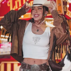 Cowboy Festival Barretos Lari Amaro Brown Fringe Jacket