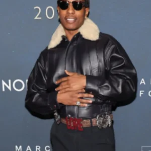 Footwear News Awards A$AP Rocky Leather Jacket
