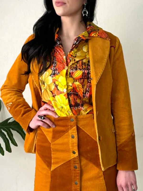 Rodeo Western Cowgirl Brown Corduroy Blazer Jacket - Image 2