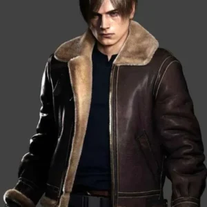 Leon S. Kennedy Resident Evil 4 Shearling Leather Jacket