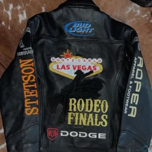 Monte Carlo Las Vegas Rodeo Finals Black Leather Jacket