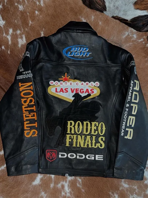Monte Carlo Las Vegas Rodeo Finals Black Leather Jacket