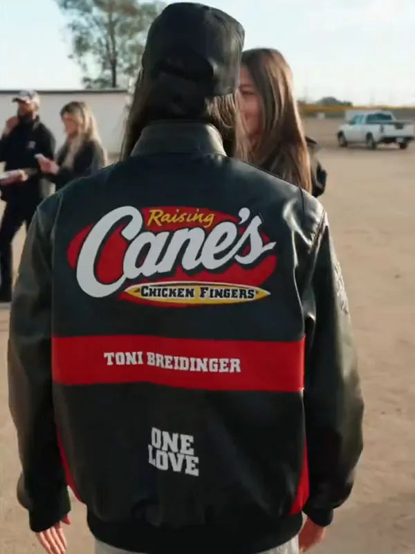 NASCAR Driver Toni Breidinger Canes Black Leather Jacket