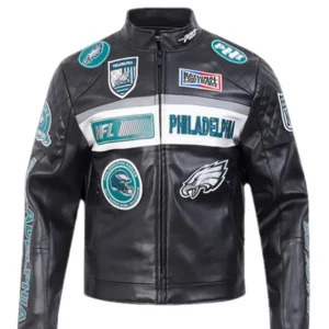 NFL Philadelphia Eagles Unisex Black Moto Jacket