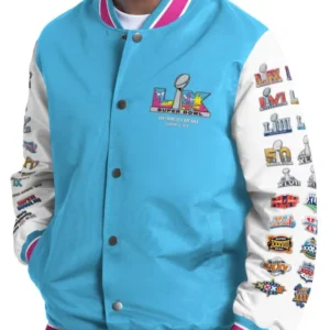NFL Super Bowl All Event Logo Blue Varsity Jacket