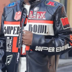 NFL Super Bowl LIX Men Black Leather Jacket