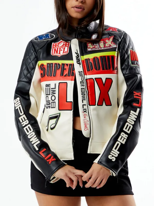 NFL Super Bowl LIX Women Moto Leather Jacket