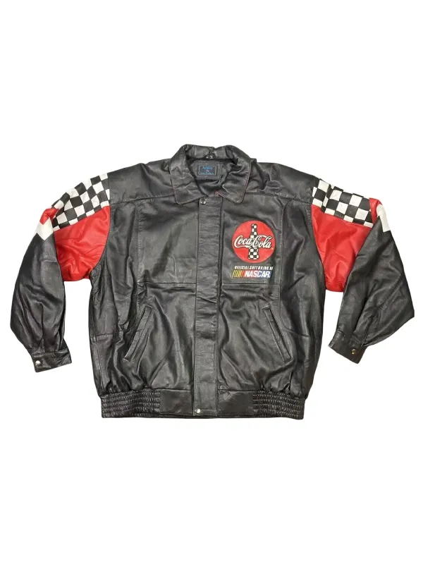 Nascar Coca Cola 600 Vintage Black Leather Jacket
