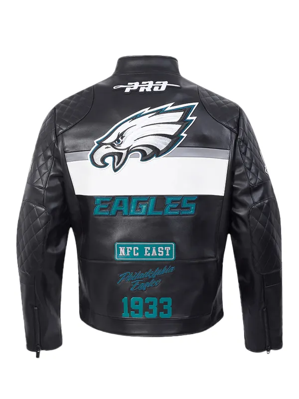 NFL Philadelphia Eagles Unisex Black Moto Jacket - Image 3