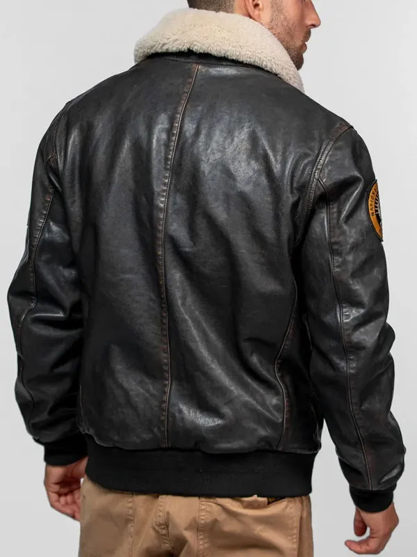 Daytona 73 Mock Aviator Leather Jacket