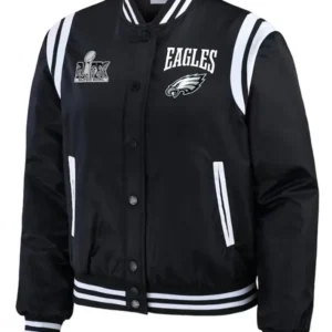 Philadelphia Eagles Super Bowl LIX Black Varsity Jacket