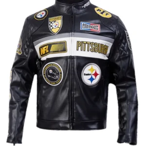 Pittsburgh Steelers Unisex Black Moto Leather Jacket
