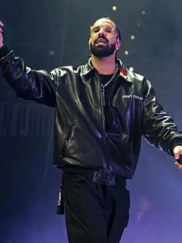 Rapper Drake Amici Violente Leather Jacket - Image 2