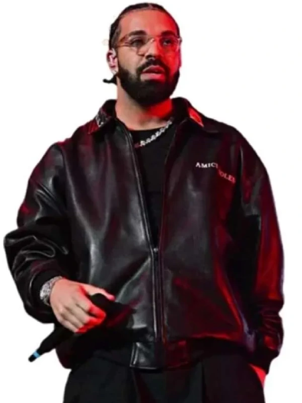 Rapper Drake Amici Violente Leather Jacket - Image 3