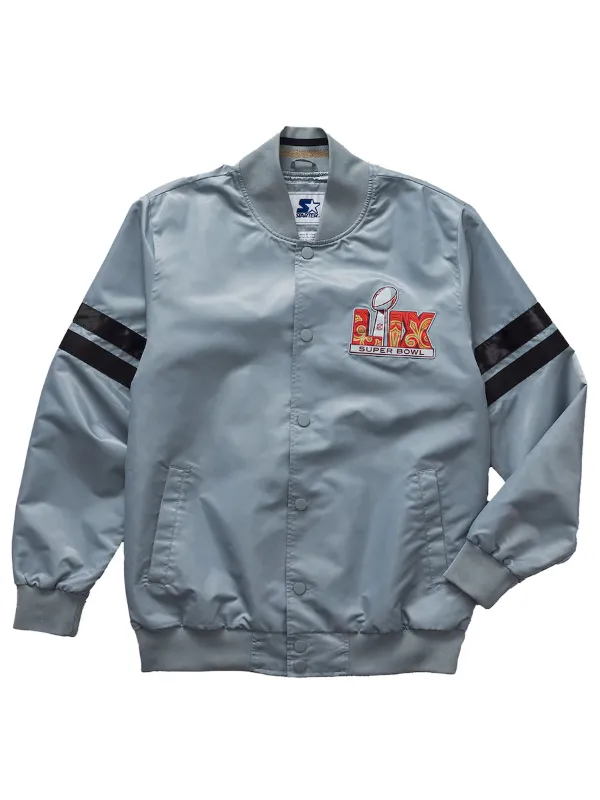Roc Nation Super Bowl LIX Grey Satin Jacket