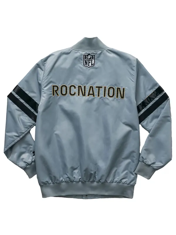 Roc Nation Super Bowl LIX Grey Satin Jacket - Image 2