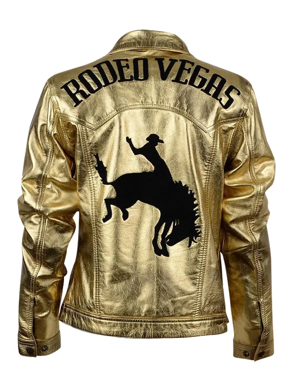 Rodeo Vegas Gold Metallic Leather Jacket