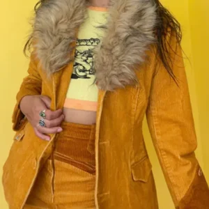 Rodeo Western Cowgirl Brown Corduroy Blazer Jacket