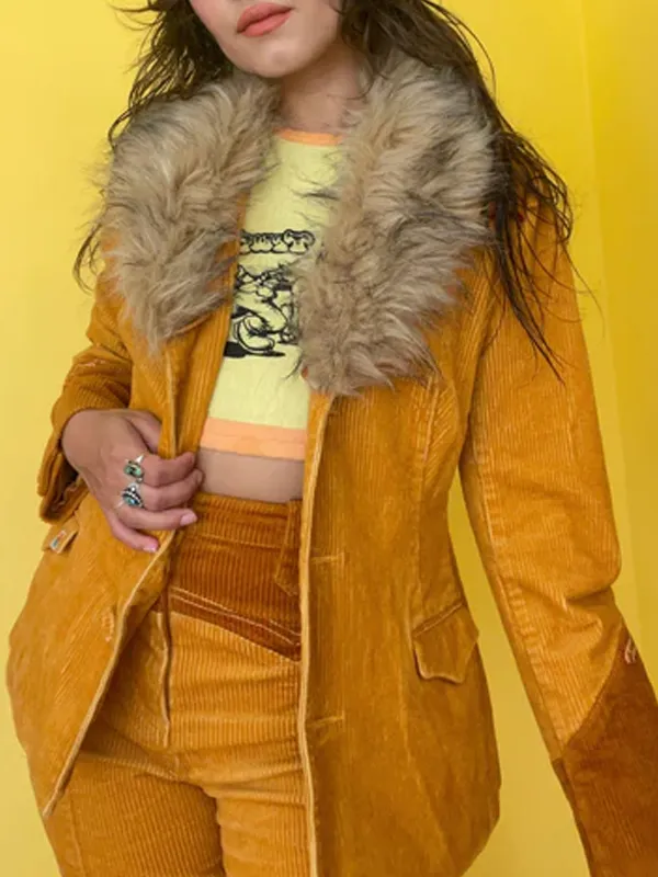 Rodeo Western Cowgirl Brown Corduroy Blazer Jacket