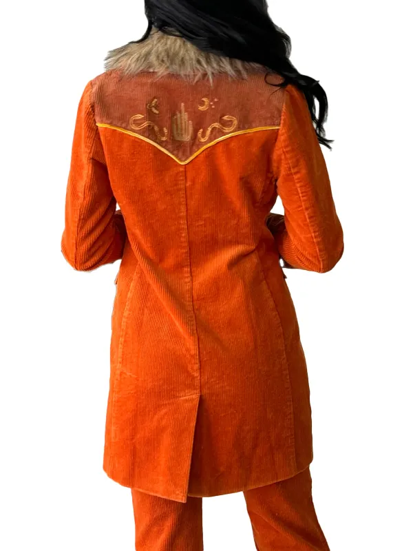 Rodeo Western Cowgirl Corduroy Midi-length Jacket