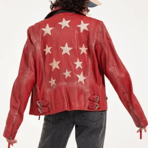 Rodeo Western Red Biker Leather Jacket