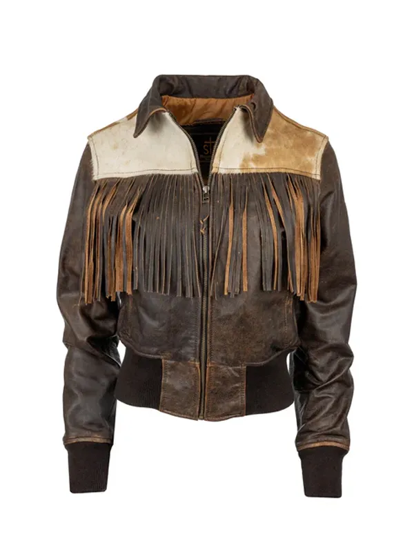 Rodeo Western Women Lattie Fringe Leather Jacket
