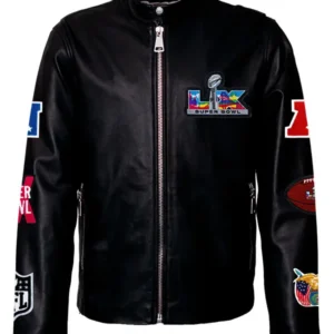 Super Bowl 2026 Black Vegan Leather Jacket
