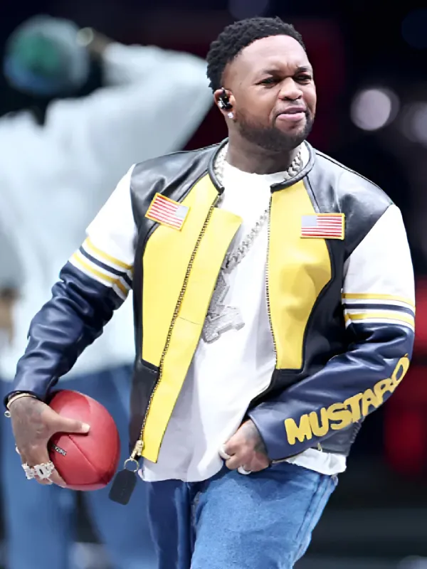 Super Bowl Halftime Show 2025 DJ Mustard Black Leather Jacket