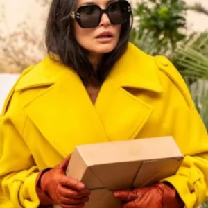 The Substance 2024 Demi Moore Yellow Coat
