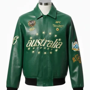 UFC 325 Rugby Green Leather Jacket