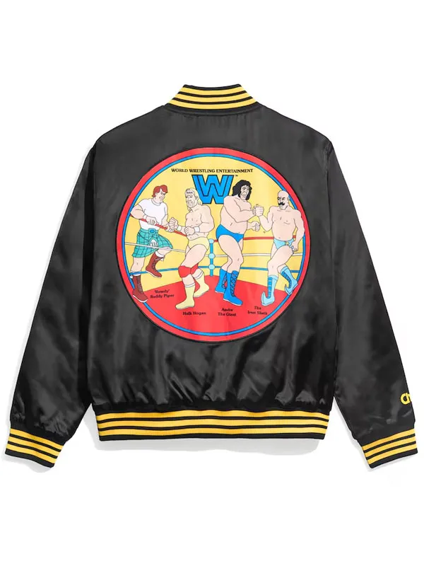 WWE Legends Black Satin Varsity Jacket