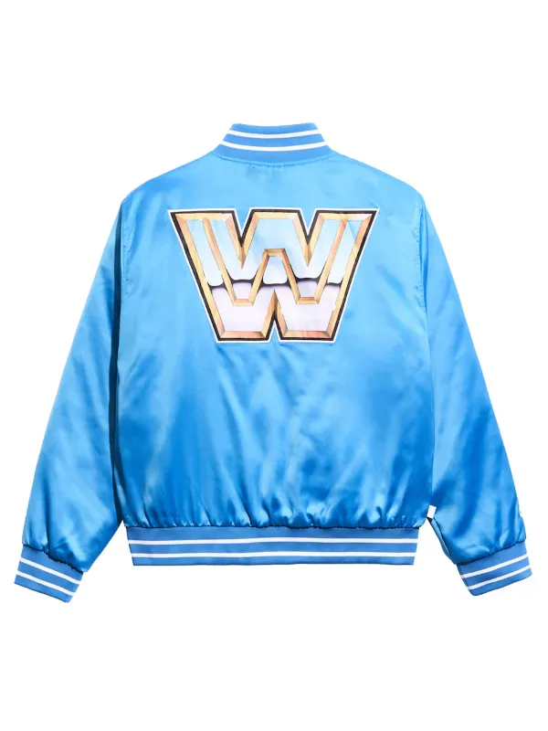 WWE OG Legends Blue Satin Bomber Jacket