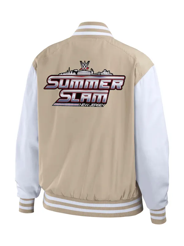 WWE SummerSlam 2025 Beige Bomber Jacket