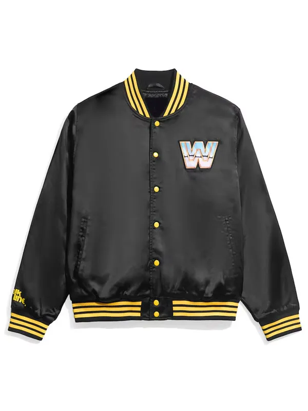 WWE Legends Black Satin Varsity Jacket - Image 2