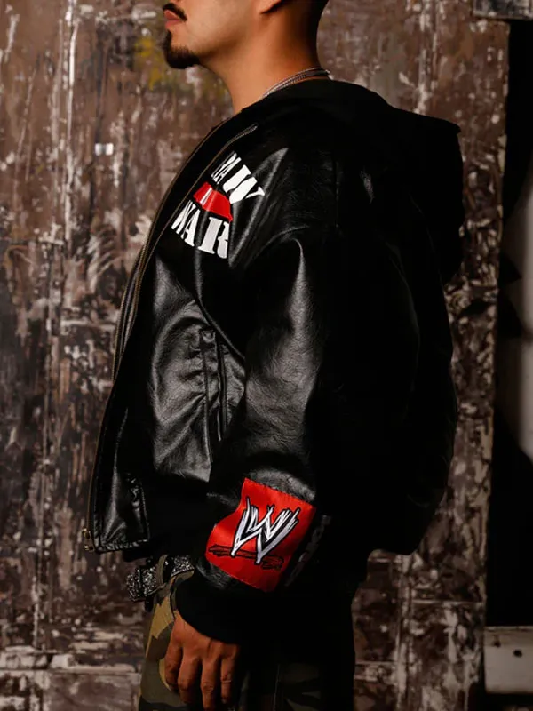 WWE X Loiter Raw Is War Black Leather Jacket - Image 2